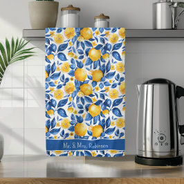 Citroenpatroon Tropisch Fruit Custom Paar Naam Theedoek