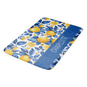 Citroenpatroon Tropisch Fruit Geel Custom Name Badmat (Gekanteld)