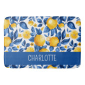 Citroenpatroon Tropisch Fruit Geel Custom Name Badmat (Voorkant)