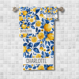 Citroenpatroon Tropische Fruit Gepersonaliseerde N Bad Handdoek