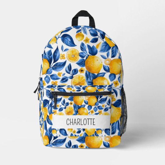 Citroenpatroon Tropische Fruit Gepersonaliseerde N Bedrukte Rugzak (Voorkant)