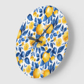 Citroenpatroon Tropische Fruit Gepersonaliseerde N Grote Klok (Hoek)