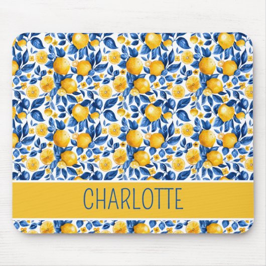 Citroenpatroon Tropische Fruit Gepersonaliseerde N Muismat (Voorkant)