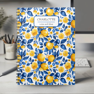 Citroenpatroon Tropische Fruit Gepersonaliseerde N Notitieboek