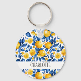 Citroenpatroon Tropische Fruit Gepersonaliseerde N Sleutelhanger