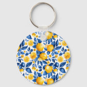 Citroenpatroon Tropische Fruit Gepersonaliseerde N Sleutelhanger (Achterkant)