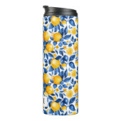 Citroenpatroon Tropische Fruit Gepersonaliseerde N Thermosbeker (Geroteerd rechts)