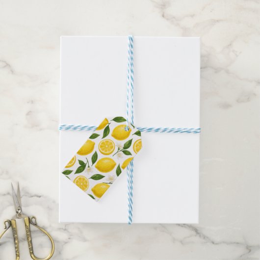 Citroenpatroonontwerp cadeaulabel (Met Touw)