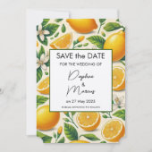 Citroenprint Bewaar de datum Bruiloft uitnodiging (Voorkant)