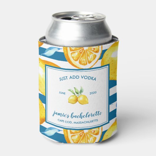 Citroenprint | Citrus Bachelorette gepersonaliseer Blikjeskoeler (Blikje Voorkant)