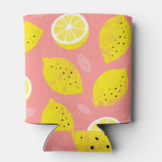 Citroenprint, helder naadloos zomerpatroon. blikjeskoeler (Achterkant)