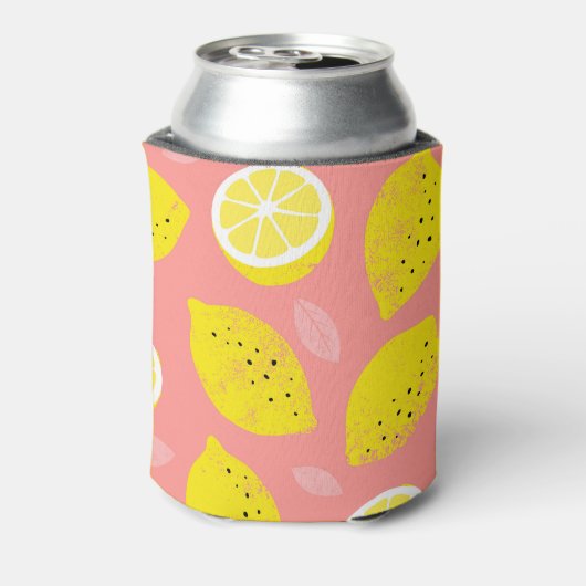 Citroenprint, helder naadloos zomerpatroon. blikjeskoeler (Blikje Achterkant)