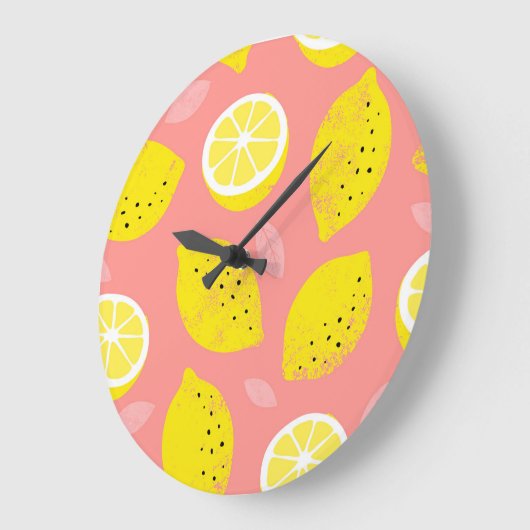 Citroenprint, helder naadloos zomerpatroon. grote klok (Hoek)