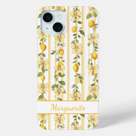 Citroenranken Met Kokette Strikken En Monogram Case-Mate iPhone Case (Achterkant)