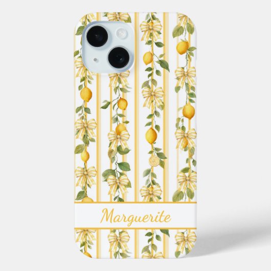 Citroenranken Met Kokette Strikken En Monogram Case-Mate iPhone Case (Achterkant)