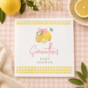 Citroens rozekleurige strik limoen baby shower servet