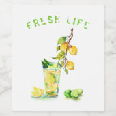 Citroensap Koele Drink Zomerfeest Wijnlabel Wijn Etiket (Enkel label)