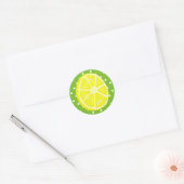 Citroenschijf, groene en witte stippen ronde sticker (Envelop)