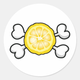 citroenschijf Schedel en Kruisbeenderen Ronde Sticker