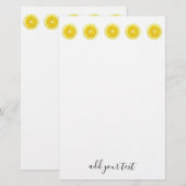 Citroenschijfje Geometrisch Geel fruit Briefpapier (Voorkant / Achterkant)