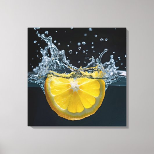 Citroenschijfje met water splash canvas afdruk (Voorkant)