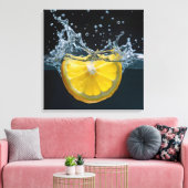 Citroenschijfje met water splash canvas afdruk (Insitu (Woonkamer))