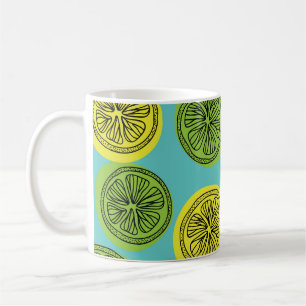 Citroenschijfjes illustratie. koffiemok