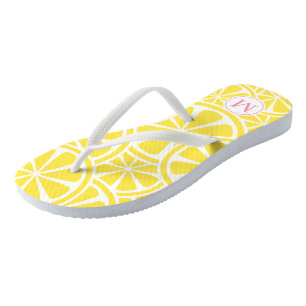 Citroenschijfjes Monogram Gele en Roze Teenslipper Teenslippers