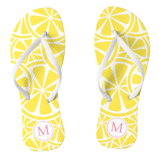 Citroenschijfjes Monogram Gele en Roze Teenslipper Teenslippers (Voetbed)