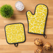 Citroenschijfjes Pot Holder en Oven Mitt Set (Top down)