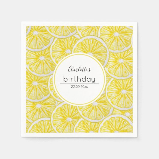 Citroenschijfjes Waterverf Kunstpatroon Servet (Voorkant)