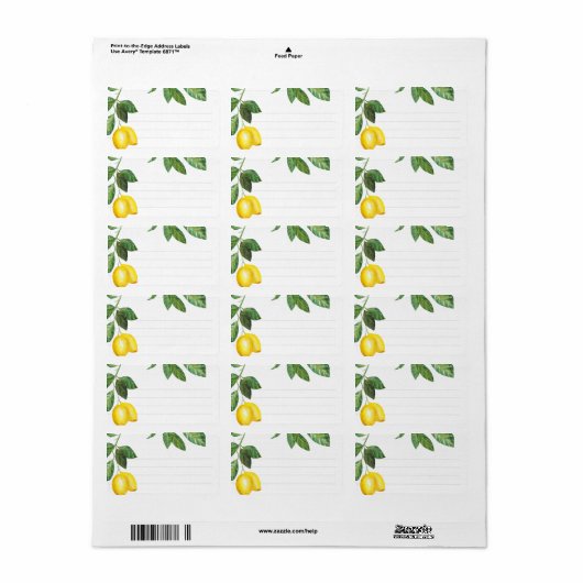 Citroenseizoen bruiloft viering | blanco gevoerd etiket (Full Sheet)