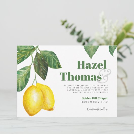 Citroenseizoen bruiloft viering | kaart (Staand voorkant)
