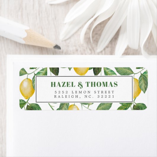 Citroenseizoen bruiloft viering | Retouradres Etiket (Insitu)