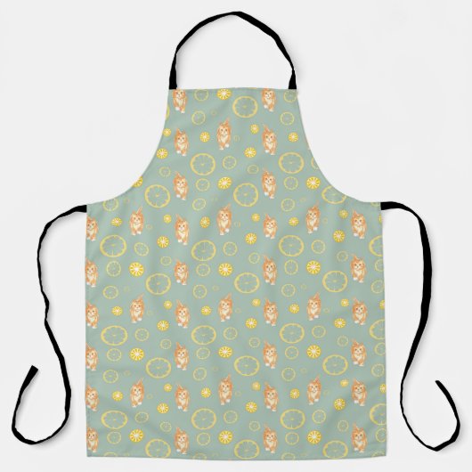 citroensmaak en kattenpatroon schort (Voorkant)