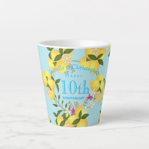 Citroensqueeze Huwelijksjubileum Blauw Latte Mok