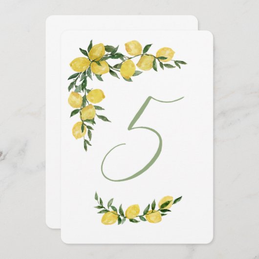 Citroentafel nummer vijf kaart (Voorkant / Achterkant)