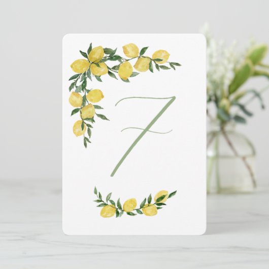 Citroentafel nummer zeven kaart (Staand voorkant)