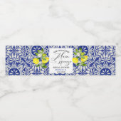 Citroentak en blauwe mozaïek bruidsdouche Water B Waterfles Etiket (Enkel label)