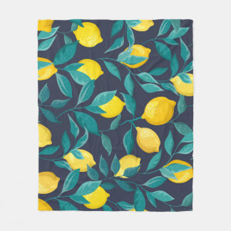 Citroentakken: Blauw Decoratief Naadloos Fleece Deken