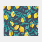 Citroentakken: Blauw Decoratief Naadloos Fleece Deken (Voorkant (Horizontaal))