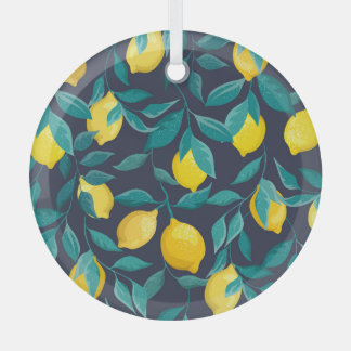 Citroentakken: Blauw Decoratief Naadloos Glas Ornament