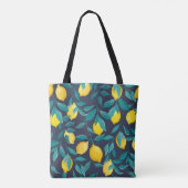 Citroentakken: Blauw Decoratief Naadloos Tote Bag (Achterkant)
