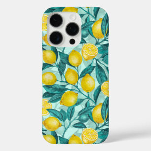 Citroentakken in blauw en geel iPhone 16 pro hoesje
