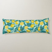 Citroentakken in blauw en geel lichaamskussen (Achterkant)