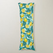 Citroentakken in blauw en geel lichaamskussen (Voorkant Verticaal)