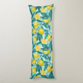 Citroentakken in blauw en geel lichaamskussen (Achterkant (Verticaal))