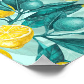 Citroentakken in blauw en geel poster (Hoek)