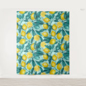 Citroentakken in blauw en geel wandkleed (Voorkant)