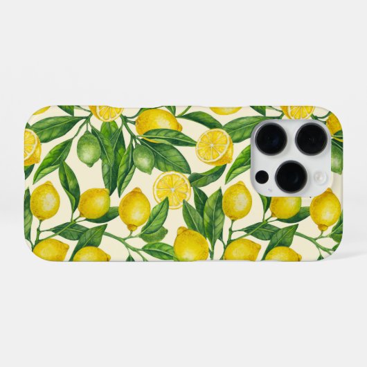 Citroentakken in groen en geel iPhone hoesje (Achterkant horizontaal)